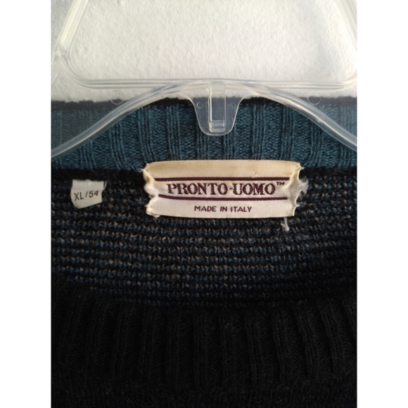 Pronto Uomo Vintage Aztec Checker Leather Sweater - Picture 6 of 6